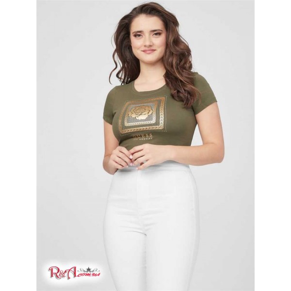 Жіноча Футболка GUESS Factory (Layne Tee) 63347-01 Оливковий Morning