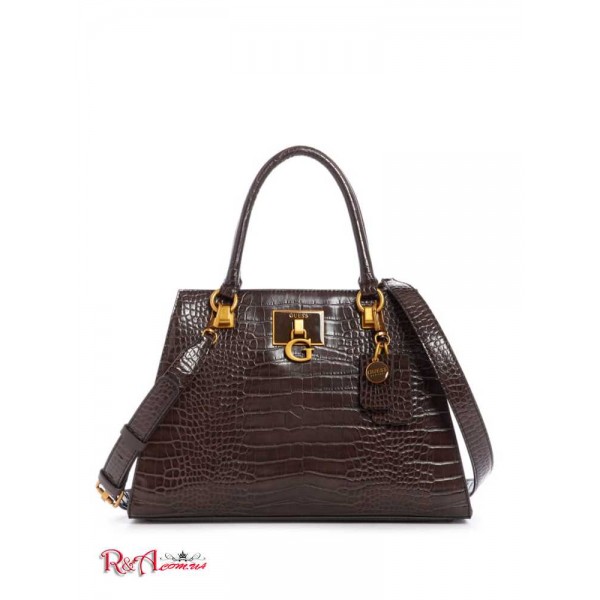 Жіноча Сумка Сетчел GUESS (Stephi Croc Girlfriend Satchel) 42937-01 Espresso