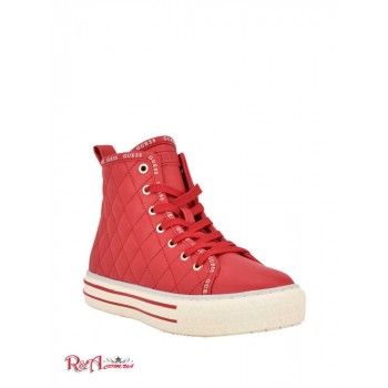 Жіночі Снікерси (Quilted High-Top Sneakers) 59928-01 Червоний Мульті
