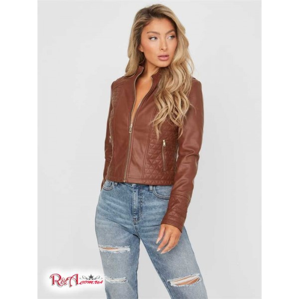 Женская Куртка GUESS Factory (Edan Faux-Leather Jacket) 57228-01 Cocoa Bean