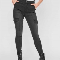 Жіночі Джинси (Zenah High-Rise Cargo Skinny Jeans) 63428-01 Чорна Мийка