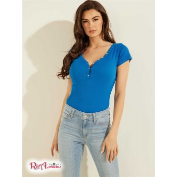 Жіноче Хенлі (V-Neck Henley Tee) 58968-01 Atmosphere Синій