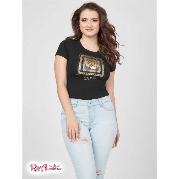 Жіноча Футболка GUESS Factory (Layne Tee) 63348-01 Реактивний Чорний
