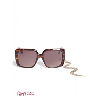 Жіночі Сонцезахисні Окуляри (Rhinestone Chain Square Sunglasses) 42718-01 Dark Havana / Градієнт BRN