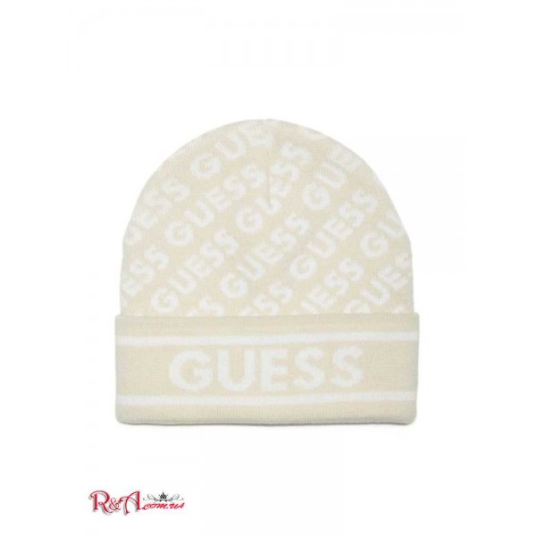 Женская Шапочка GUESS Factory (Sporty Logo Print Beanie) 56978-01 Кремовый