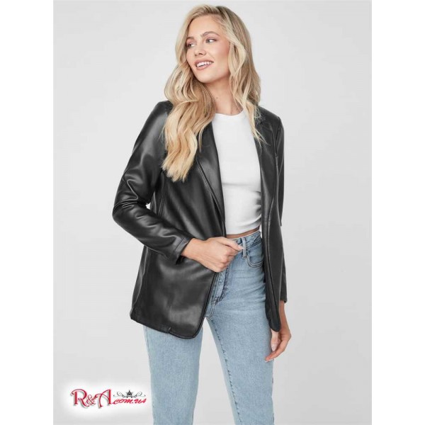 Жіночий Блейзер GUESS Factory (Sazi Faux-Leather Blazer) 63218-01 Реактивний Чорний Жіночий Блейзер GUESS Factory (Sazi Faux-Leather Blazer) 63218-01 Реактивний Чорний