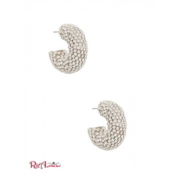 Женская Сережка (Rhinestone Dome Hoop Earring) 64619-01 Серебро