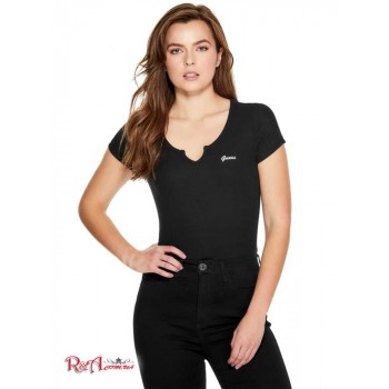 Жіноча Футболка (Yara Logo Notched V-Neck Tee) 36569-01 Реактивний Чорний