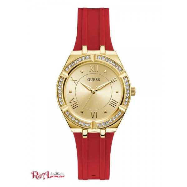 Женские Часы GUESS (Gold-Tone and Red Analog Watch) 60099-01 Multi