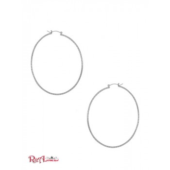 Жіноча Сережка (Silver-Tone Large Textured Hoop Earrings) 60319-01 Срібло