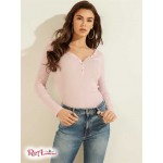 Женское Хенли GUESS (Rhinestone Logo Henley) 58979-01 Балет Розовый