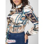Жіночий Топ GUESS Factory (Cabrera Mock-Neck Top) 57749-01 Wood Cash Multi