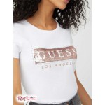 Женская Футболка GUESS Factory (Steel Sequin Foil Tee) 54609-01 Pure Белый