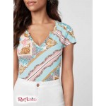 Жіночий Топ GUESS Factory (Cerise Studded Split-Neck Top) 64169-01 Enduring Love Ocean Breez