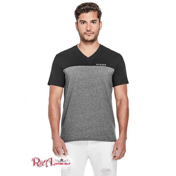 Мужская Футболка GUESS Factory (Ganton Marled V-Neck Tee) 1695-01 Реактивний Черный