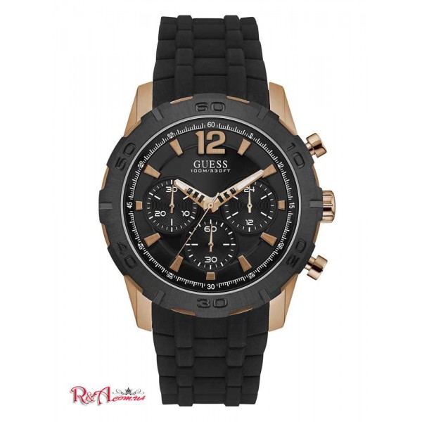 Мужские Часы GUESS Factory (Black And Rose Gold-Tone Silicone Watch) 30107-01 Нет Цвета