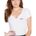 Женская Футболка GUESS Factory (Yara Logo Notched V-Neck Tee) 30876-01 Pure Белый