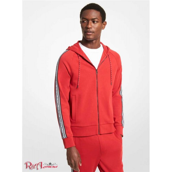 Мужское Худи MICHAEL KORS (Logo Tape Cotton Blend Zip-Up Hoodie) 65081-05 Crimson