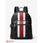 Чоловічий Рюкзак MICHAEL KORS (Hudson Pebbled Leather and Logo Stripe Backpack) 65404-05 Crimson