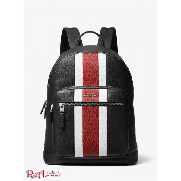 Чоловічий Рюкзак MICHAEL KORS (Hudson Pebbled Leather and Logo Stripe Backpack) 65404-05 Crimson