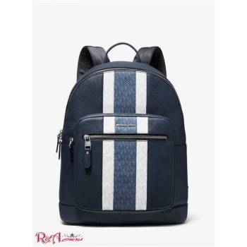 Чоловічий Рюкзак (Hudson Pebbled Leather and Logo Stripe Backpack) 65405-05 Військово-Морський