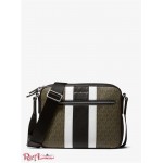 Мужская Сумка Камера MICHAEL KORS (Hudson Pebbled Leather and Logo Stripe Camera Bag) 65395-05 Оливковый