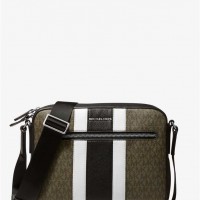 Чоловіча Сумка Камера (Hudson Pebbled Leather and Logo Stripe Camera Bag) 65395-05 Оливковий