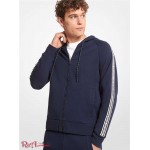 Мужское Худи MICHAEL KORS (Logo Tape Cotton Blend Zip-Up Hoodie) 61026-05 Midnight