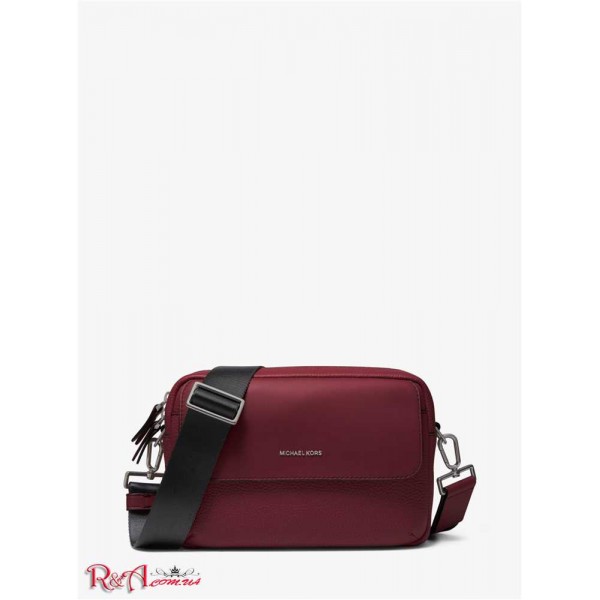 Чоловіча Сумка Кроссбоди MICHAEL KORS (Hudson Pebbled Leather Crossbody Bag) 65387-05 Темний Berry