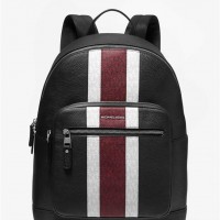 Мужской Рюкзак (Hudson Pebbled Leather and Logo Stripe Backpack) 65408-05 Черный