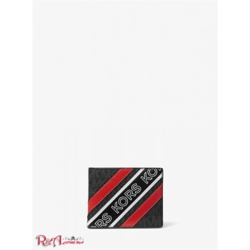 Чоловічий Гаманець (Hudson Logo Tape Slim Billfold Wallet) 65289-05 Чорний/Crimson