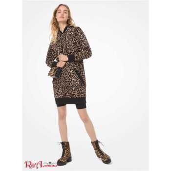 Жіноче Худі (Leopard-Print Cotton-Terry Hoodie Dress) 60950-05 темний верблюд