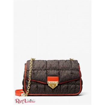 Женская Сумка на Плечо (SoHo Large Quilted Signature Logo Nylon Shoulder Bag) 65550-05 коричневый мульти