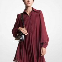 Женское Платье Рубашка (Georgette Pleated Shirtdress) 65030-05 Темный Ruby
