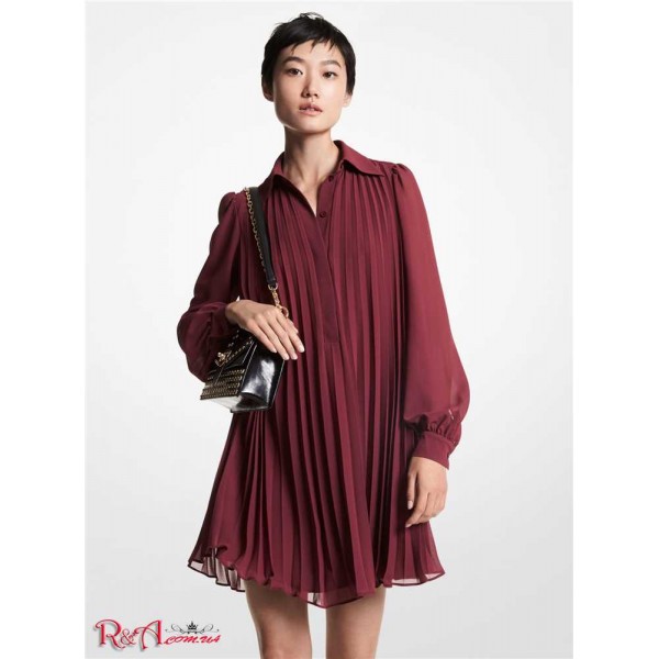 Женское Платье Рубашка MICHAEL KORS (Georgette Pleated Shirtdress) 65030-05 Темный Ruby