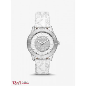 Жіночий Годинник (Oversized Runway Dive Pave Silver-Tone and Logo Watch) 64980-05 білий