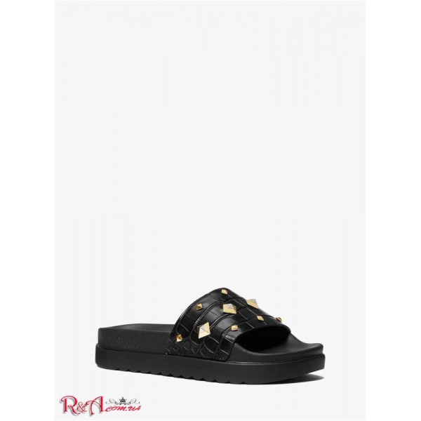 Женские Сандалии MICHAEL KORS (Tyra Studded Crocodile Embossed Slide Sandal) 61300-05 Черный