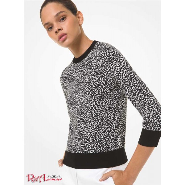 Женский Свитер MICHAEL KORS (Leopard Jacquard Sweater) 65160-05 черный/белый