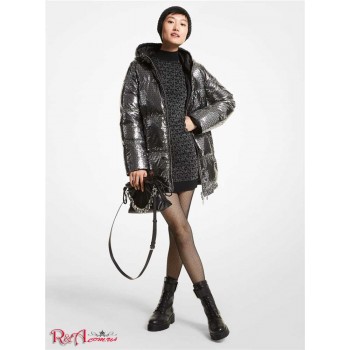 Женская Куртка (Reversible Metallic Satin Cire Puffer Jacket) 65020-05 черный/серебристый