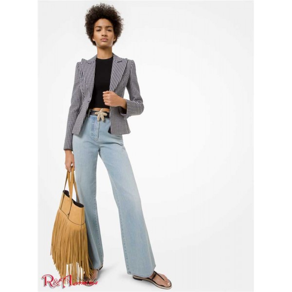 Женский Блейзер MICHAEL KORS (Gingham Cotton and Wool Jacquard Blazer) 61080-05 черный/белый