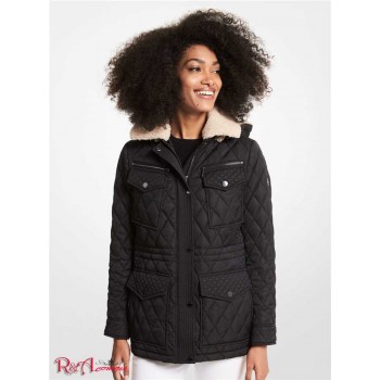 Женская Куртка (Faux Shearling-Trim Quilted Jacket) 61120-05 Черный