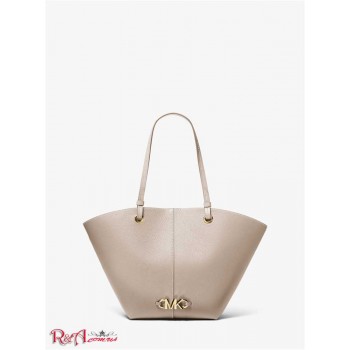 Женская Таут Сумка (Izzy Medium Logo Embellished Pebbled Leather Tote Bag) 65480-05 Светлый Песок