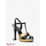 Женские Сандалии MICHAEL KORS (Rosanna Tri-Color Crackled Calf Leather Platform Sandal) 61240-05 металлик