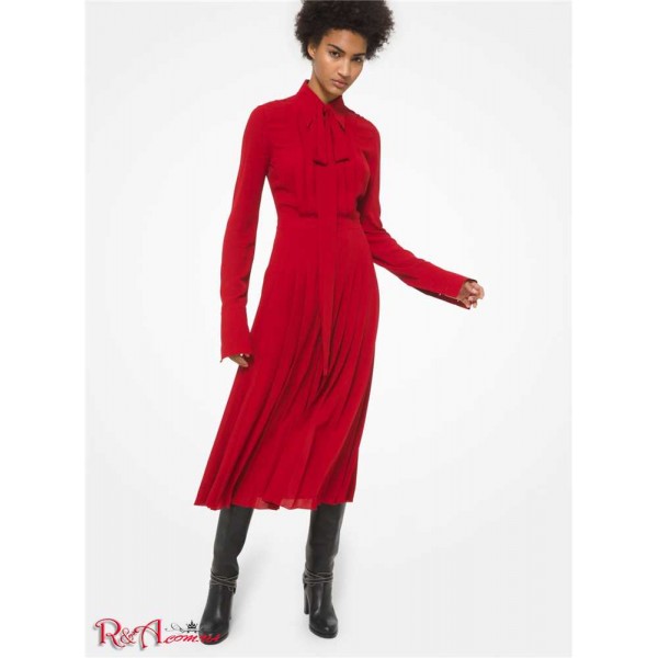 Женское Платье Рубашка MICHAEL KORS (Silk Georgette Tie-Neck Shirtdress) 65260-05 скарлет