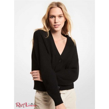 Жіночий Кардиган (Ribbed Wool Blend Cropped Cardigan) 60700-05 Чорний
