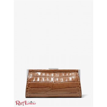 Женский Клатч (Beekman Crocodile Embossed Leather Clutch) 65460-05 каштановый