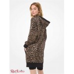 Жіноче Худі MICHAEL KORS (Leopard-Print Cotton-Terry Hoodie Dress) 60950-05 темний верблюд