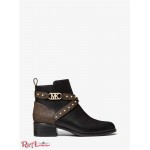 Жіночі Черевики MICHAEL KORS (Kincaid Leather and Studded Logo Ankle Boot) 65600-05 Чорний/Коричневий