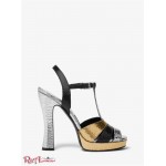 Женские Сандалии MICHAEL KORS (Rosanna Tri-Color Crackled Calf Leather Platform Sandal) 61240-05 металлик