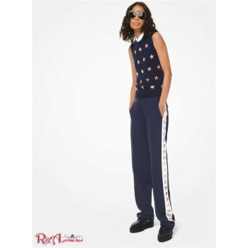 Женские Штаны (Star Embroidered Double Crepe Sable Tuxedo Pants) 61670-05 Полночь